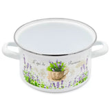 Enameled Cookware 8-elements Set of Pots with Floral Pattern and Lid | 42075