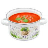 Enameled Cookware 8-elements Set of Pots with Floral Pattern and Lid | 42075