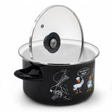 Enameled Cookware 8-elements Set of Pots with Chicken Print and Lid | 43719