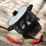 Enameled Cookware 8-elements Set of Pots with Chicken Print and Lid | 43719