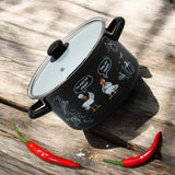 Enameled Cookware 8-elements Set of Pots with Chicken Print and Lid | 43719