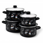 Enameled Cookware 8-elements Set of Pots with Chicken Print and Lid | 43719