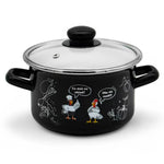 Enameled Cookware 8-elements Set of Pots with Chicken Print and Lid | 43719