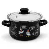Enameled Cookware 8-elements Set of Pots with Chicken Print and Lid | 43719