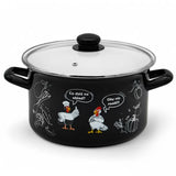 Enameled Cookware 8-elements Set of Pots with Chicken Print and Lid | 43719
