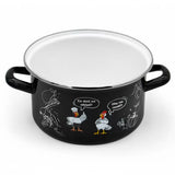 Enameled Cookware 8-elements Set of Pots with Chicken Print and Lid | 43719