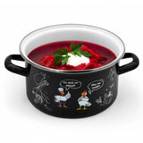 Enameled Cookware 8-elements Set of Pots with Chicken Print and Lid | 43719