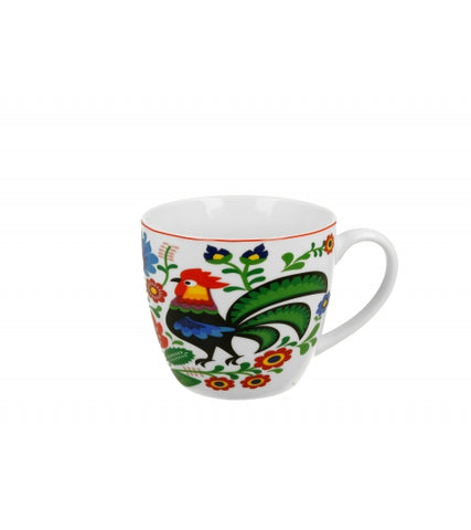 JUMBO White Porcelain Mug with Rooster Pattern - KUBEK Z KOGUTEM 460 ml | 3688