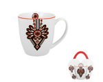 White Porcelain Mug with Folk Pattern - PARZENICA 460 ml | 34127