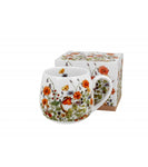 White Porcelain Barrel Mug with Birds Pattern - WILD BIRDS 430 ml | 3072