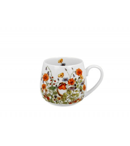 White Porcelain Barrel Mug with Birds Pattern - WILD BIRDS 430 ml | 3072