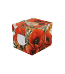 White Porcelain Barrel Mug with Poppies Pattern - MAKI 430 ml | DUO-M01