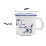 White Enameled Mug with Bon Appetit Print 1150 ml | 42905