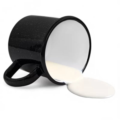 Black Enameled Mug with Marble Pattern 500 ml | 42889