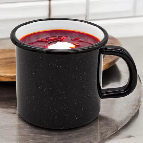 Black Enameled Mug with Marble Pattern 800 ml | 42887