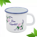 White Enameled Mug with Bon Appetit Print 1150 ml | 42905