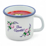 White Enameled Mug with Bon Appetit Print 1150 ml | 42905