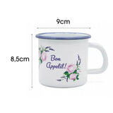 White Enameled Mug with Bon Appetit Print 500 ml | 42906
