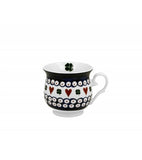 JUMBO White Porcelain Retro Mug with Floral Pattern - INDIGO 3 500 ml | 3778