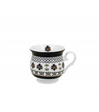 JUMBO White Porcelain Retro Mug with Floral Pattern - INDIGO 4 500 ml | 3779