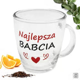Transparent Mug for Coffee and Tea - 390 ml - Najlepsza Babcia | 43211