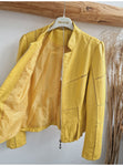 Yellow Eco-leather Jacket with Stand-Up Collar | AW111-Y