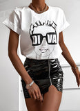 White T-Shirt with DIVA Glasses | FL-55