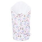 White Swaddle Wrap with Floral Pattern - Rożek Becik | MMT-28