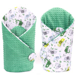 Green Double-Sided Swaddle Wrap with Chameleon Pattern - Rożek Becik | MMT-36