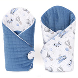 Blue Jeans Double-Sided Swaddle Wrap with Planes Pattern - Rożek Becik | MMT-37