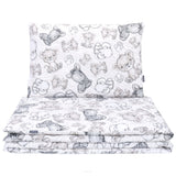 White Cotton Duvet Set Gray Tigers 100 x 135 cm | MMT-29