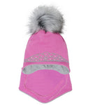 Girls' Pink Tied Beanie with Pom Pom and Scarf Set ~ 1-5 Years | 36/323