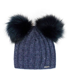Girls' Dark Blue Beanie with Two Pom Pom ~ 2-6 years | 36/471-DB