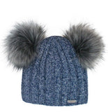 Girls' Light Blue Beanie with Two Pom Pom ~ 2-6 years | 36/471-LB