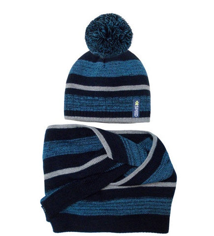 Boys' Blue Beanie and Tube Scarf Set ~ 6-12 years | 42/535
