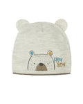 Boys' Light Beige Beanie with Bear Print ~ 12-24 months | 42/443-LBE