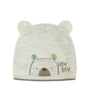 Boys' Light Beige Beanie with Bear Print ~ 12-24 months | 42/443-LBE