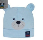 Light Blue Boys' Beanie with Bear Print and Ears ~ 0-12 months | 46/062-LB