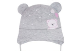 Gray Girls' Tied Hat with Bear Print - 1-3 Years | 48/010-G