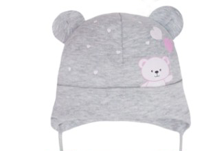 Gray Girls' Tied Hat with Bear Print - 1-3 Years | 48/010-G