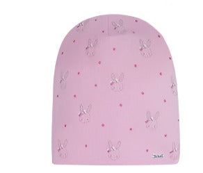 Pink Cotton Beanie with Bunny Print 6-12 years | 48/063-P