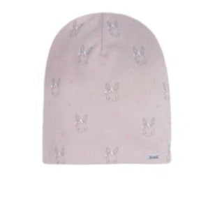 Powder Pink Cotton Beanie with Bunny Print 6-12 years | 48/063-PP
