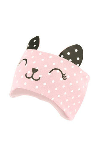 Salmon Pink Cotton Headband with Ears ~ 0-12 months  | 50/004-D