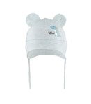 Boys' Light Gray Tied Hat with Dinosaur Print ~ 0-6 months | 50/016-A