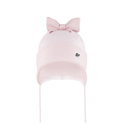 Girls' Light Pink Tied Hat with Bow ~ 4-5 Years | 50/038-B