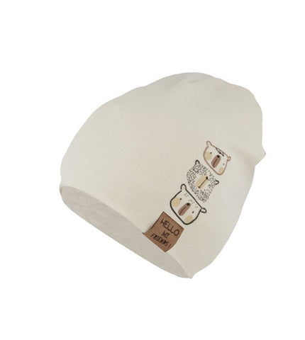 Boys' Light Beige Hat with Animals Print  ~ 4-5 Years | 50/051-B