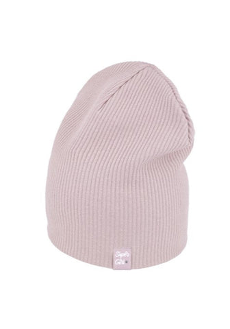 Womens' / Girls' Powder Pink Ribbed Beanie | 50/101-B