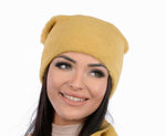 Women's Mustard Alpaca Beanie | HAL-134-MU