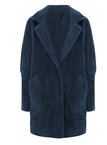 Navy Blue Alpaca Coat | W-110NB