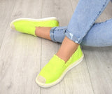 Women's Neon Yellow CC Espadrilles Slip-On Flats | NB273-LGREEN